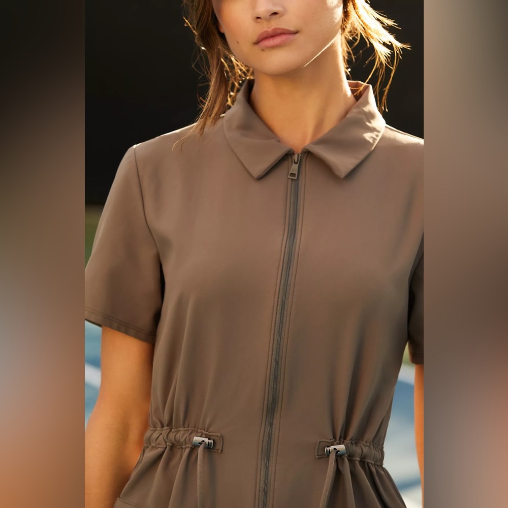 Beyond Yoga Brown Mini Dress with Drawstring Waist - Picture 4 of 6
